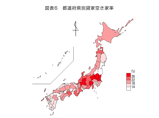 図表6　都道府県別貸家空き家率