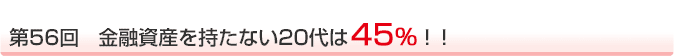 第56回 金融資産を持たない20代は45%!!