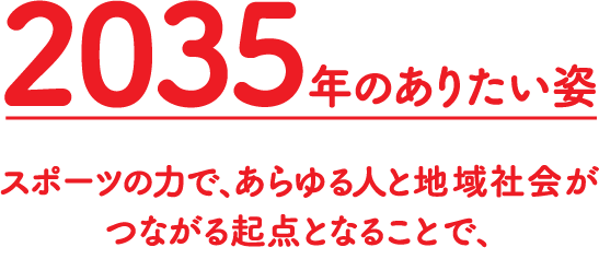 2035年のありたい姿スポーツの力で、あらゆる人と地域社会がつながる起点となることで、