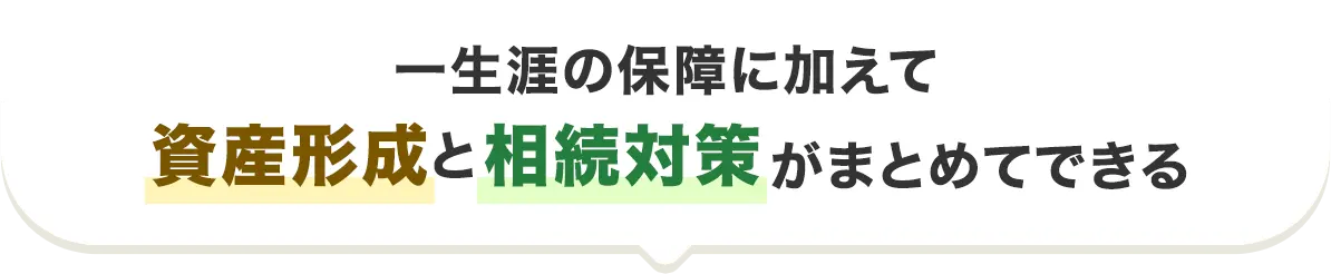 一生涯の保障に加えて資産形成と相続対策がまとめてできる