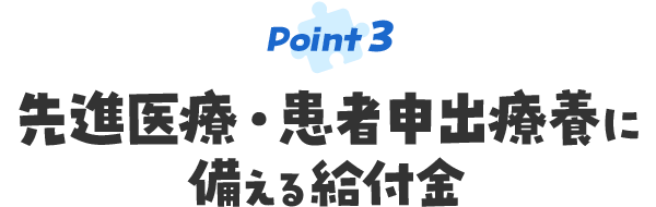 Point3先進医療・患者申出療養に備える給付金