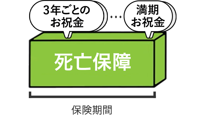 死亡保障 3年ごとのお祝金 満期お祝金 保険期間