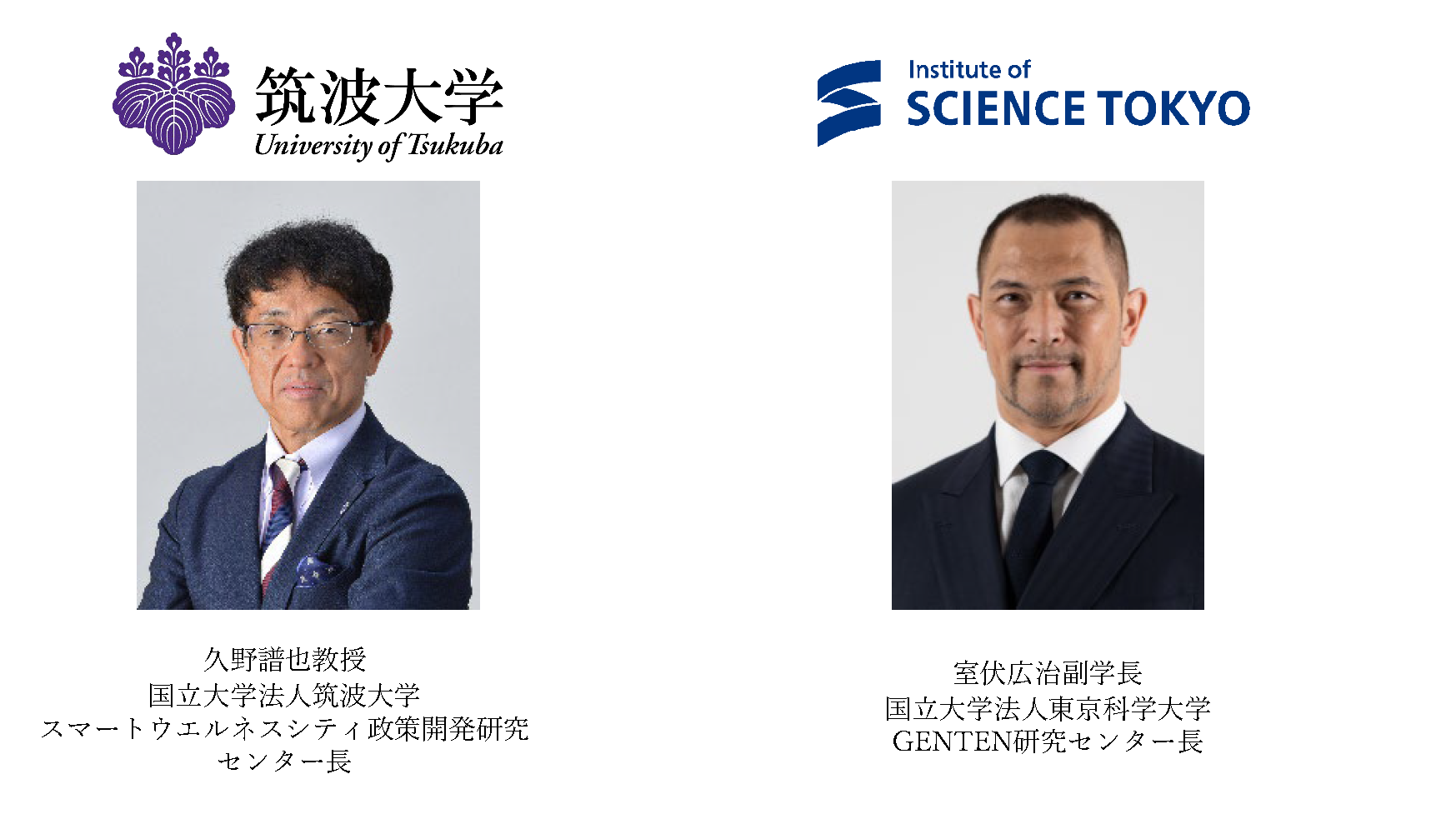 久野譜也教授および室伏広治副学長の写真です。