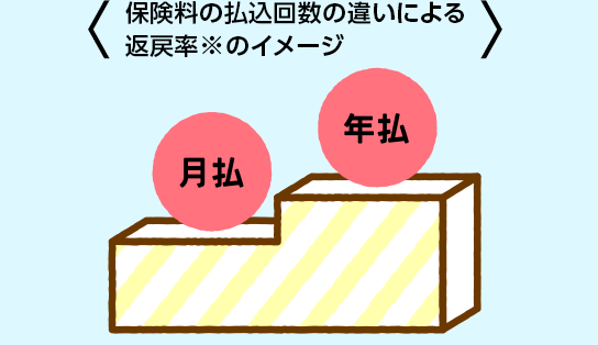 保険料の払込回数の違いによる返戻率※のイメージ
